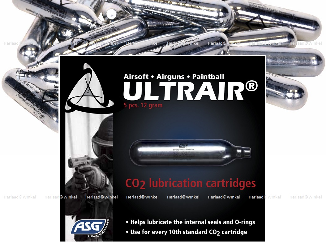 ASG ULTRAIR Co2 Lubrication Cartridges, Co2 Capsules 12 gram package of 5